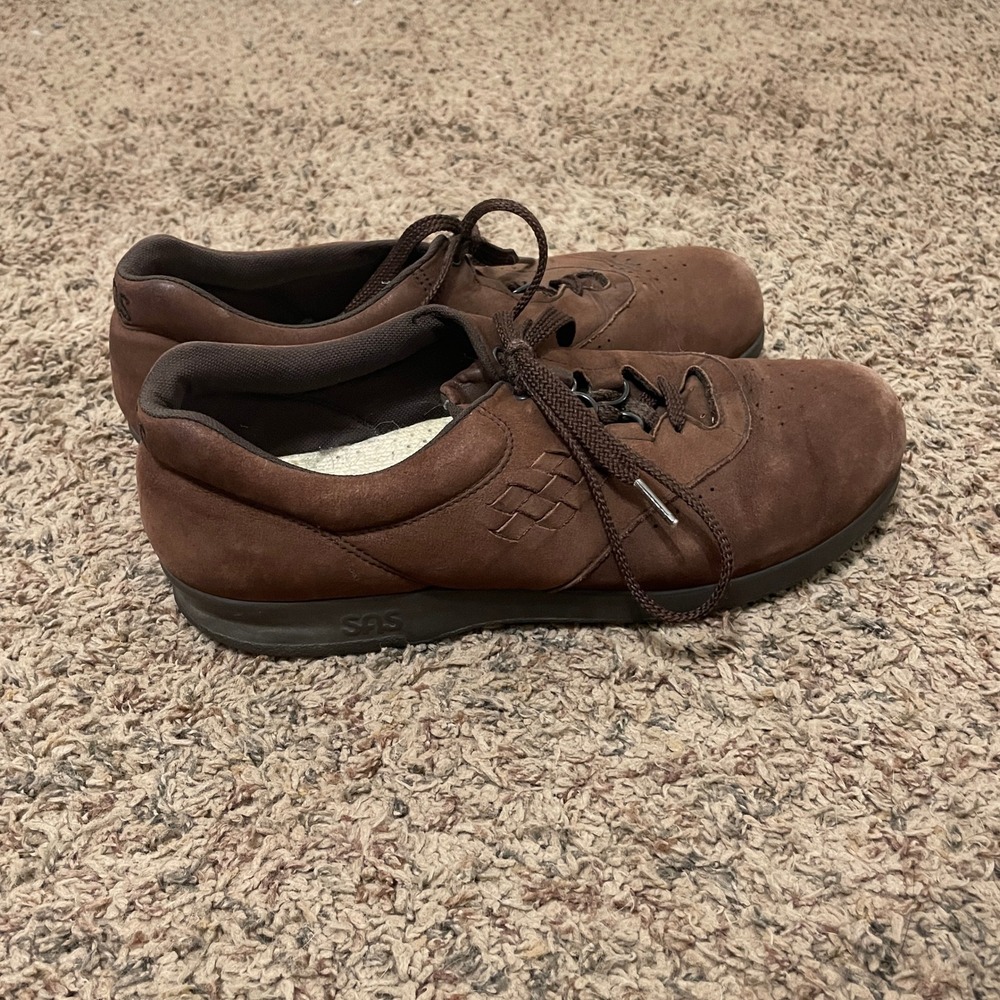 SAS Tripad Comfort Women Brown Nubuck Leather Walk Shoes Made in USA Size 9 READ